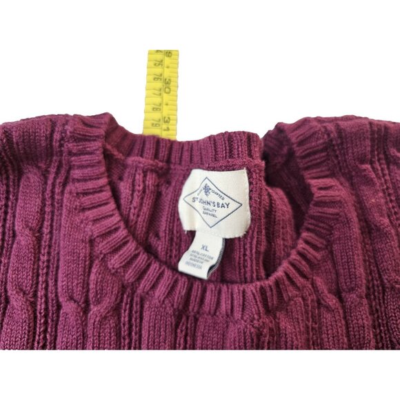 St John's Bay Women's NWT Sweater XL Purple Cotton Classic Cable Knit - Picture 5 of 10